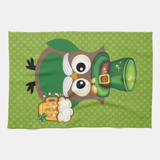St. Patrick's Day Owl Theedoek (Horizontaal)