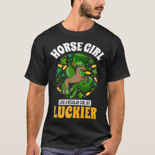 St Patrick's Day Paard Meisje Ruiter Paard Geluk T-shirt