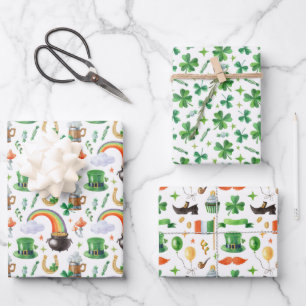 St. Patrick's Day-pakpapier set van 3 Inpakpapier Vel