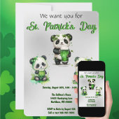 St. Patrick's Day Panda Beer Feest Uitnodiging 