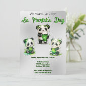 St. Patrick's Day Panda Beer Feest Uitnodiging (Staand voorkant)