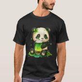 St Patrick's Day Panda met groene Drink honkbal T-shirt (Voorkant)