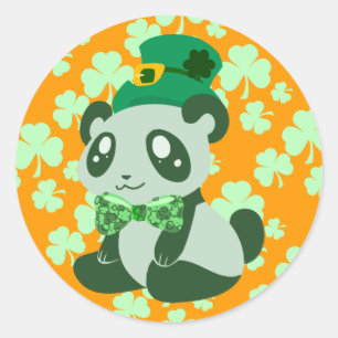 St. Patrick's Day Panda Ronde Sticker
