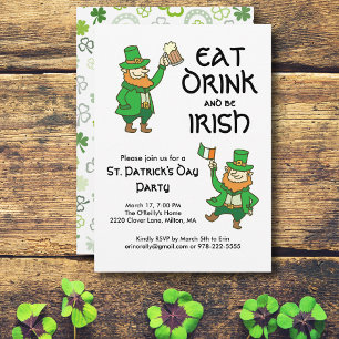 St Patricks Day Party Eat Drink Irish Leprechaun Kaart