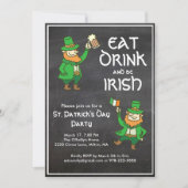 St Patricks Day Party Eat Drink Irish Leprechaun Kaart (Voorkant)