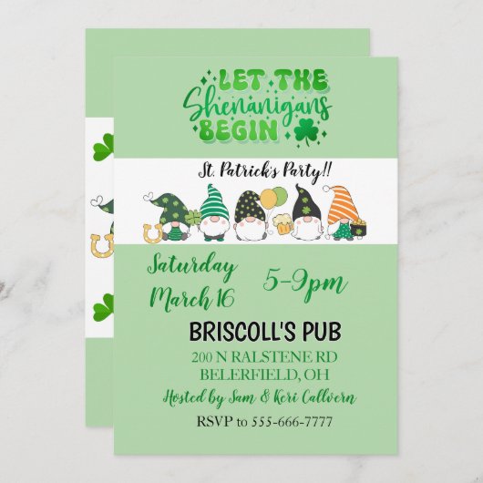 St. Patrick's Day Party flat invitation (Voorkant / Achterkant)