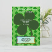 St. Patrick's Day Party Four Leaf Clover & Pattern Kaart (Staand voorkant)