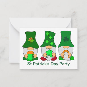St Patricks Day Party Gnomen Invitation Note Kaart Notitiekaartje