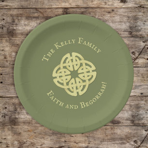 St. Patrick's Day Party Green Celtic Cross Custom Papieren Bordje
