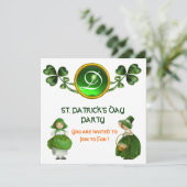 ST. PATRICK'S DAY PARTY GREEN EMERALD MONOGRAM KAART (Staand voorkant)