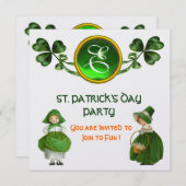 ST. PATRICK'S DAY PARTY GREEN EMERALD MONOGRAM KAART (Voorkant / Achterkant)