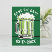St. Patrick's Day Party Groen bier Save the Date (Staand voorkant)