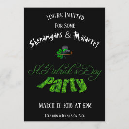 St. Patrick's Day Party Invitation Black - Kaart