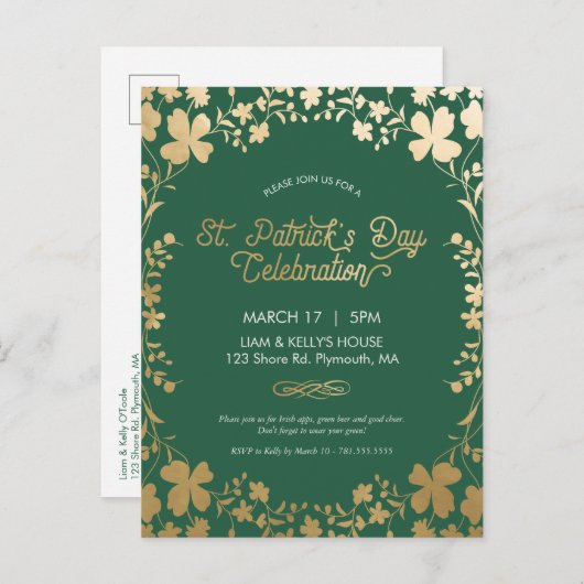 St. Patrick's Day Party Invite - Briefkaart - Cust (Voorkant / Achterkant)