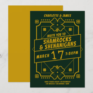 St Patricks Day Party Irish Shamrocks Shenanigans Kaart