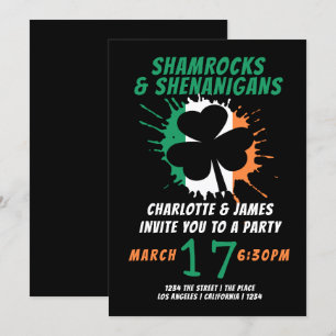 St Patricks Day Party Irish Shamrocks Shenanigans Kaart