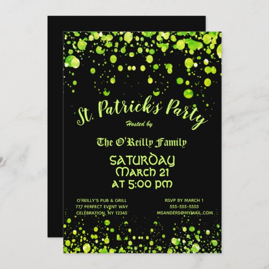 St Patrick's Day Party Kaart (Voorkant / Achterkant)