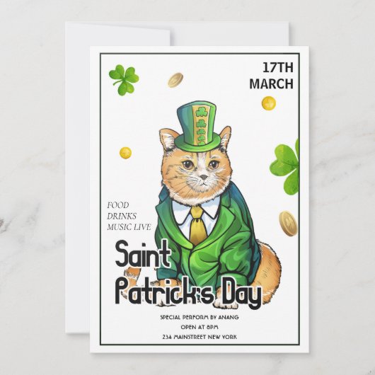 St Patrick's Day Party Kaart (Voorkant)