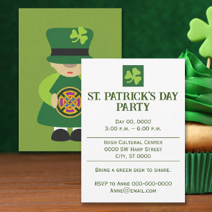 St Patrick's Day Party of Leprechaun Invitation Kaart