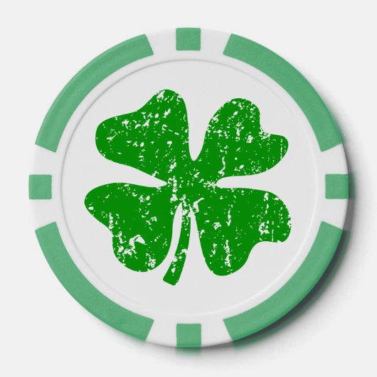 St Patricks Day party pokerchips | Groene shamrock (Voorkant)