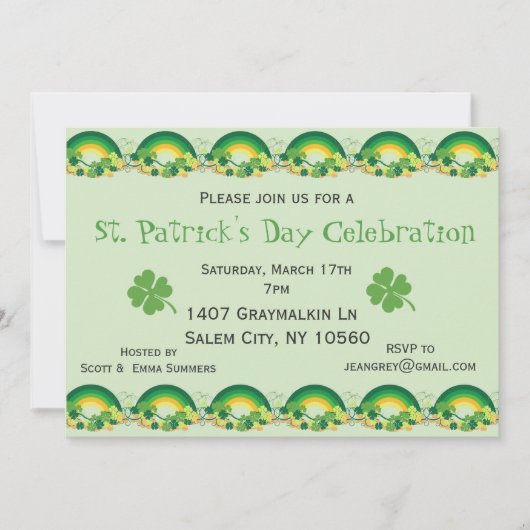 St. Patricks Day Party Shamrock Rainbow Clover Kaart (Voorkant)