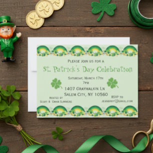 St. Patricks Day Party Shamrock Rainbow Clover Kaart