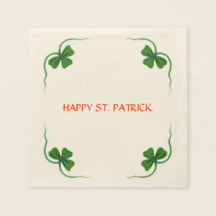 ST PATRICK'S DAY PARTY shamrock white Servetten