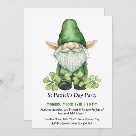 St. Patrick's Day Party Uitnodiging (Voorkant / Achterkant)