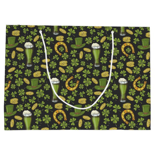 St. Patrick's Day Pattern Groot Cadeauzakje (Achterkant)