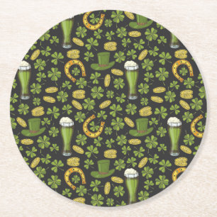 St. Patrick's Day Pattern Ronde Kartonnen Onderzetter
