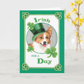 St. Patrick's Day Pembroke Welsh Corgi Kaart (Gele Bloem)