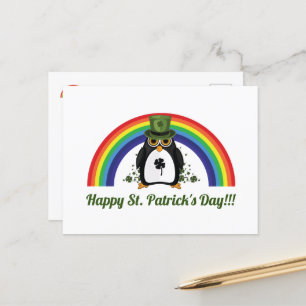 St. Patricks Day Penguin en Rainbow Briefkaart