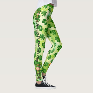 St Patrick's Day Personalize Name of Text Greeting Leggings
