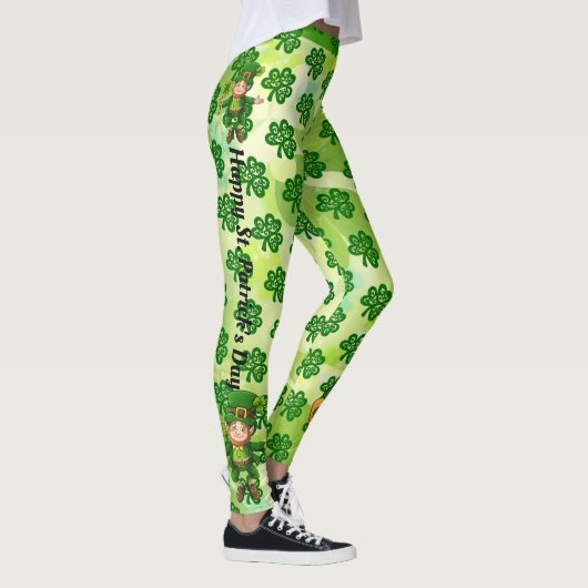 St Patrick's Day Personalize Name of Text Greeting Leggings (Rechts)
