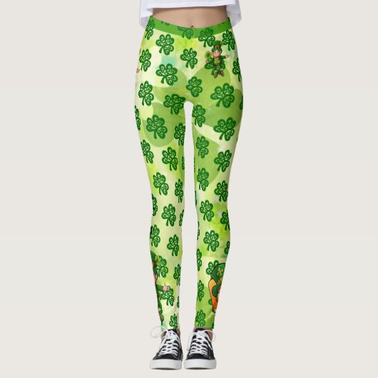 St Patrick's Day Personalize Name of Text Greeting Leggings (Voorkant)