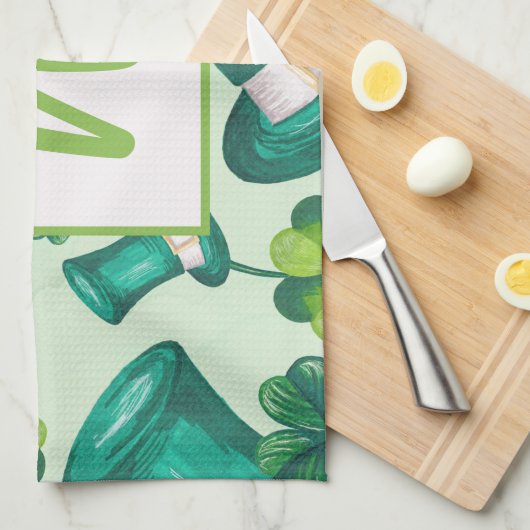 St. Patrick's Day Pet en Clovers Theedoek (Quarter Fold)