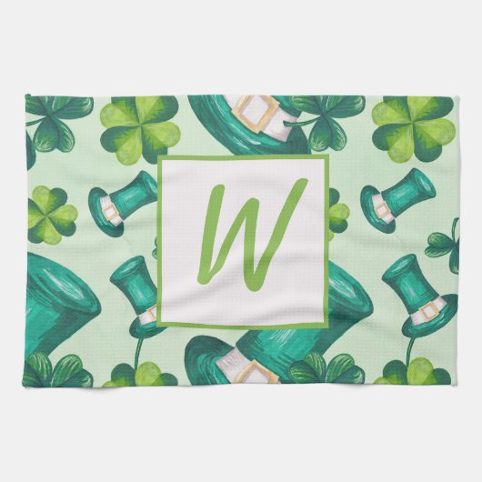 St. Patrick's Day Pet en Clovers Theedoek (Horizontaal)