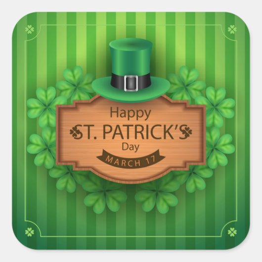 St. Patrick's Day - Pet & kleding Vierkante Sticker (Voorkant)