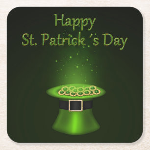 St. Patrick's Day Pet Munten - Papieren Onderzette Vierkante Kartonnen Onderzetter