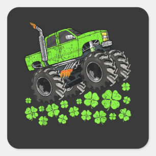 St. Patrick's Day Peuter Lucky Monstertruck Vierkante Sticker