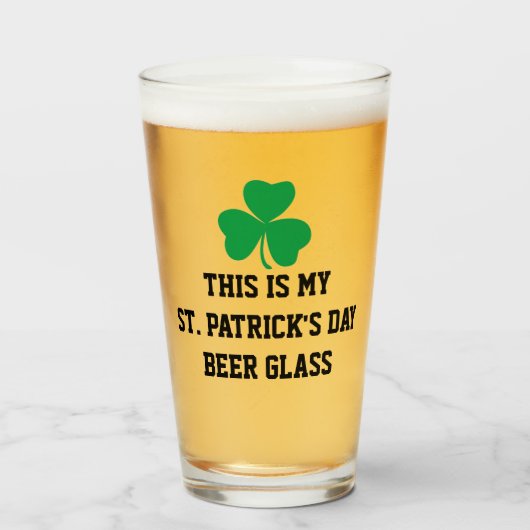 ST PATRICKS DAY PILSNER PINT BEER GLASS GLAS (Voorkant gevuld)