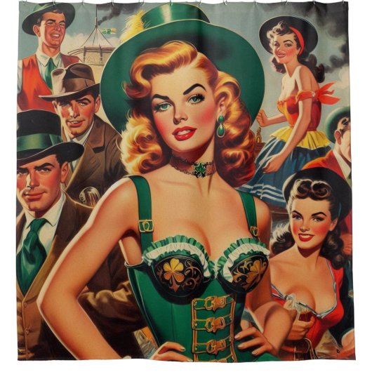 St. Patrick's Day Pin Up Douchegordijn (Voorkant)