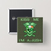 St. Patrick's Day Pirate Skull Button (Voorkant /achterkant)