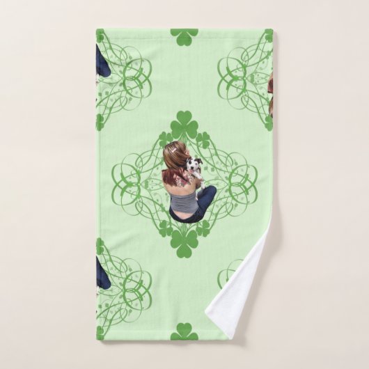 St Patrick's Day Pit Bull T-Bone Lucky Puppy 2009 (Serviette à main)