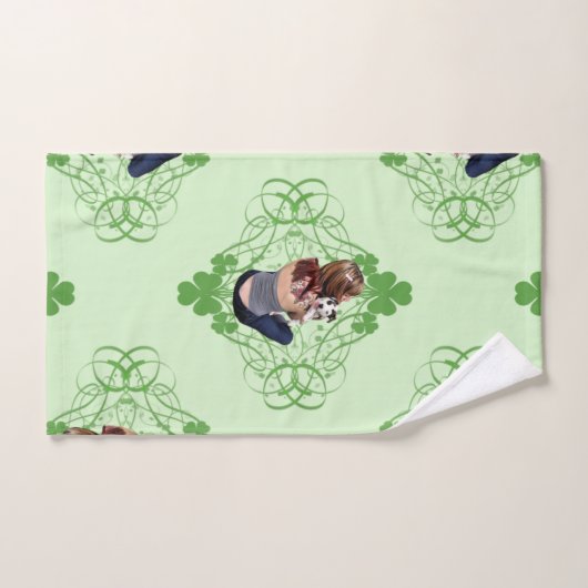 St Patrick's Day Pit Bull T-Bone Lucky Puppy 2009 (Serviette à main)