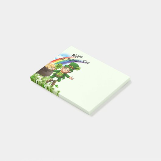 St. Patrick's Day Post-it Notes Leprechaun Rainbow (Schuin)