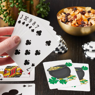 St. Patricks Day Pot met Goud en Geluks Schijnklav Pokerkaarten