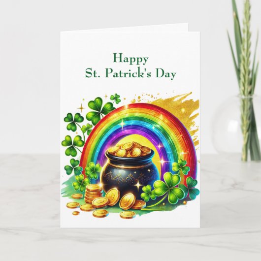 St Patrick's Day Pot of Gold Illustration Feestdagen Kaart (Voorkant)