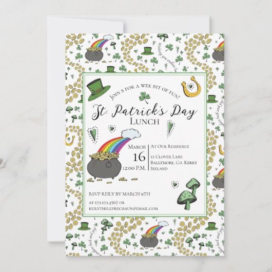 St Patricks Day Pot of Gold Lunch Kaart (Voorkant)