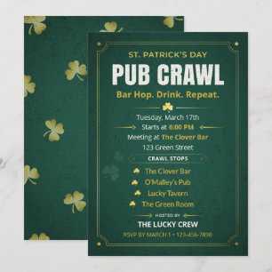 St. Patrick's Day Pub Crawl Itinerary Vintage Groe Kaart